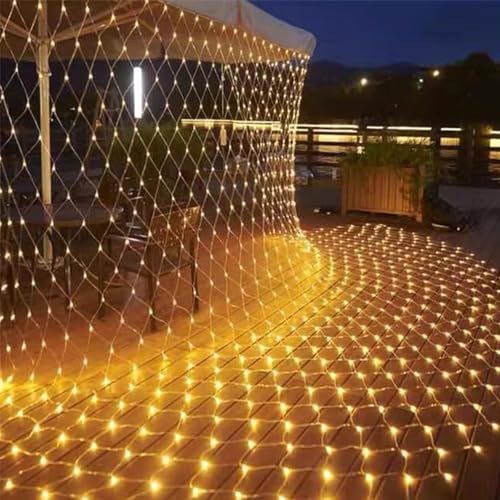 Image of Lexton 190 LED Net Mesh Fairy String Decorative Lights | for Indoor & Outdoor Decorations | Warm White | Pack of 1 | Standard