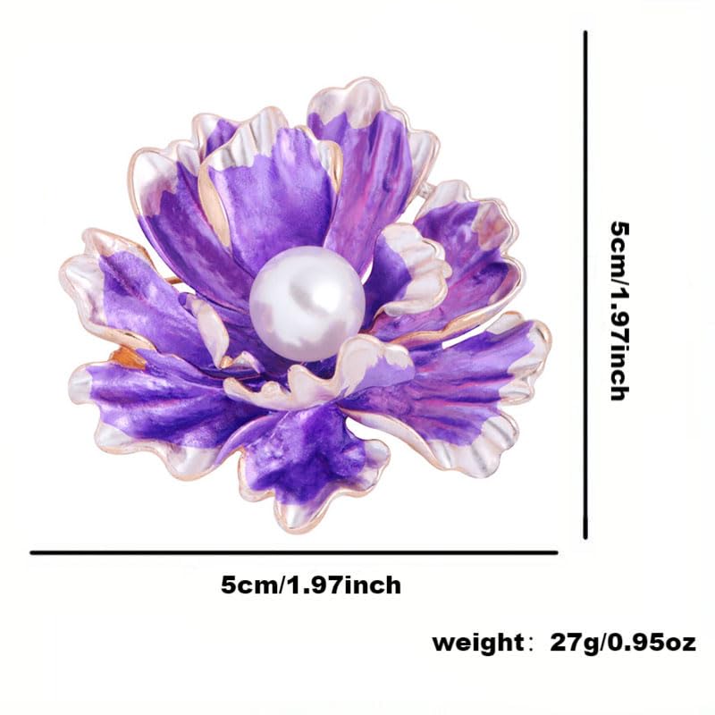 Image of Elegant Flower Brooch Pin for Women, Stylish Vinage Crystal Pearl Rhinestones Brooches Pins Dainty Lapel Pins for Dress Accessories Jewelry