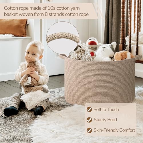 Image of INDRESSME XXXLarge Blanket Basket for Living Room 21.7 inch x 21.7 inch x 13.8 inch-Storage Basket with Handle for Organizing Toy Pillows Woven Wicker Laundry Basket Stuffed Animal Toy Storage for Play Room