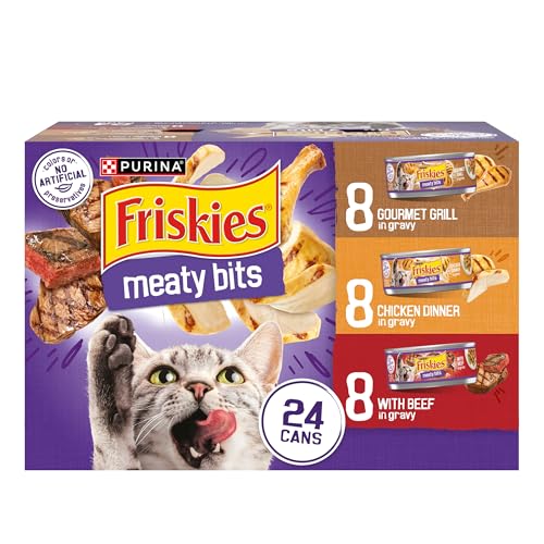 Purina Friskies Gravy Wet Cat Food Variety Pack, Meaty Bits - (Pack of 24) 5.5 oz. Cans