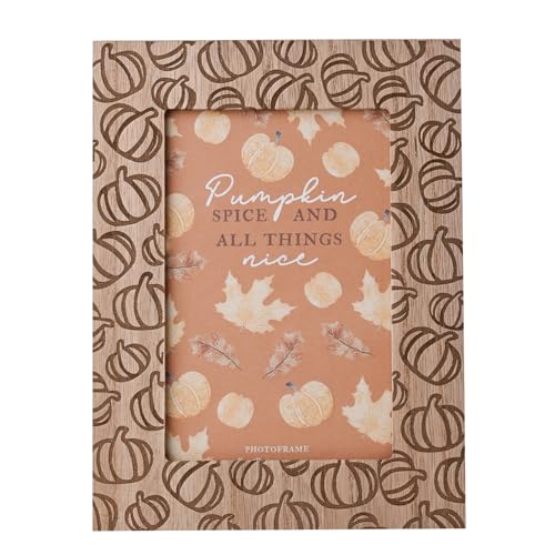 Widdop and Co. - Country Living - 'Pumpkin Spice & All Things Nice' Self Standing Photo Frame 4" x 6" - Pumpkin Autumn Home Décor Single Aperture Living Room, Kitchen or Bedroom. H: 20cm x W: 21.5cm.
