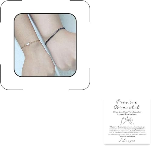 ANGLEQUEEN 2 Pcs Matching Couple Bracelets for Men Women Peach Heart Bracelets S
