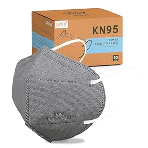 Edith qi KN95 Face Masks 50 PCS,Individually Wrapped, 5 Ply Grey Disposable KN95 Masks for Adults Filter Efficiency 95%, Protection against PM 2.5 Smoke Particles