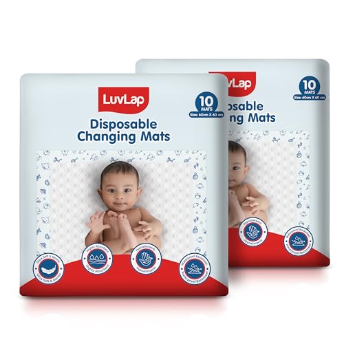 Image of LuvLap Disposable Baby Underpad cum Changing Mats, 20 Count 60x60 CM Waterproof Pads for baby, Breathable Underpads act as 100% Water Proof Bed Protector, Non Slip Backsheet, Hypoallergenic
