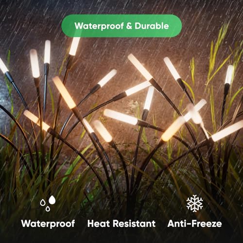 Luci solari da giardino (2 pezzi) con telecomando, 8 LED multicolori bianco caldo, design a lucciola oscillante, impermeabile IP65, luci esterne ideali per vialetti, cortili e patio - Illuminazione - Immagine 6
