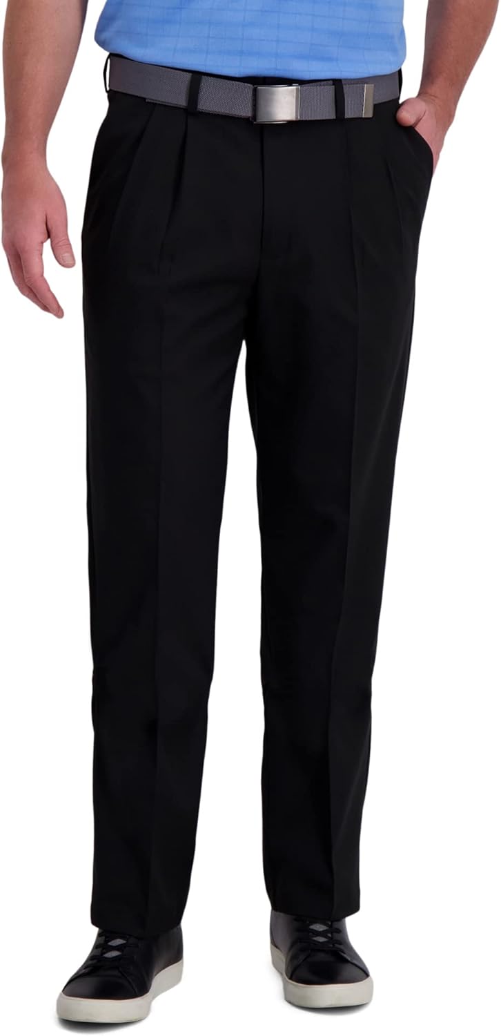 Haggar Men's Cool Right Performance Flex Classic Fit Pleat Front Pant (Regular and Big & Tall Sizes)