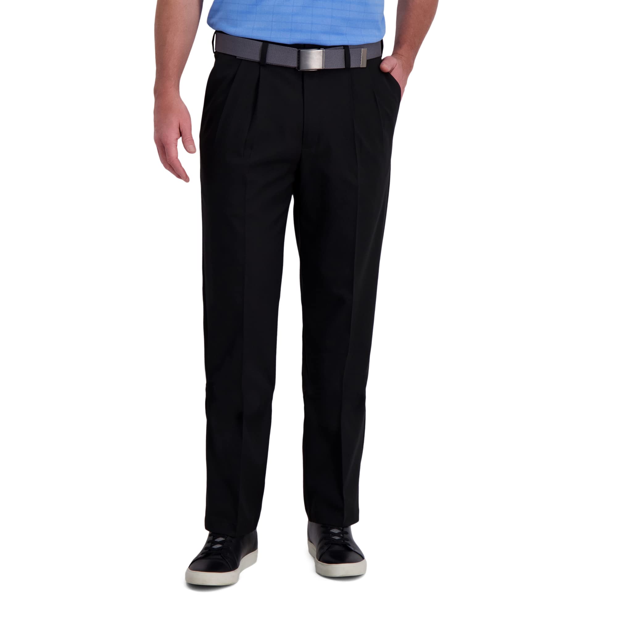 Haggar Mens Cool Right Performance Flex Classic Fit Pleat Front Pant Regular and Big Tall Sizes