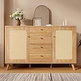 【Organisation Flexible avec 3 Tiroirs et 2 Portes】: Profitez d'un rangement optimal grâce à 3 spacieux tiroirs et 2 portes fermant par aimant. L'étagère intérieure est réglable en hauteur, s'adaptant à vos objets de toutes tailles. Idéal comme armoire de rangement ou bahut de salle à manger.