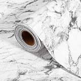 2 Rolls Cabinet Drawer and Shelf Liner: Non-Slip Shelf Liners,12 in x 20 ft White Marble Pattern Waterproof Bathroom Refrigerator Drawer Liner Cupboard Liner for Kitchen Cabinets,Cookware and Dishware