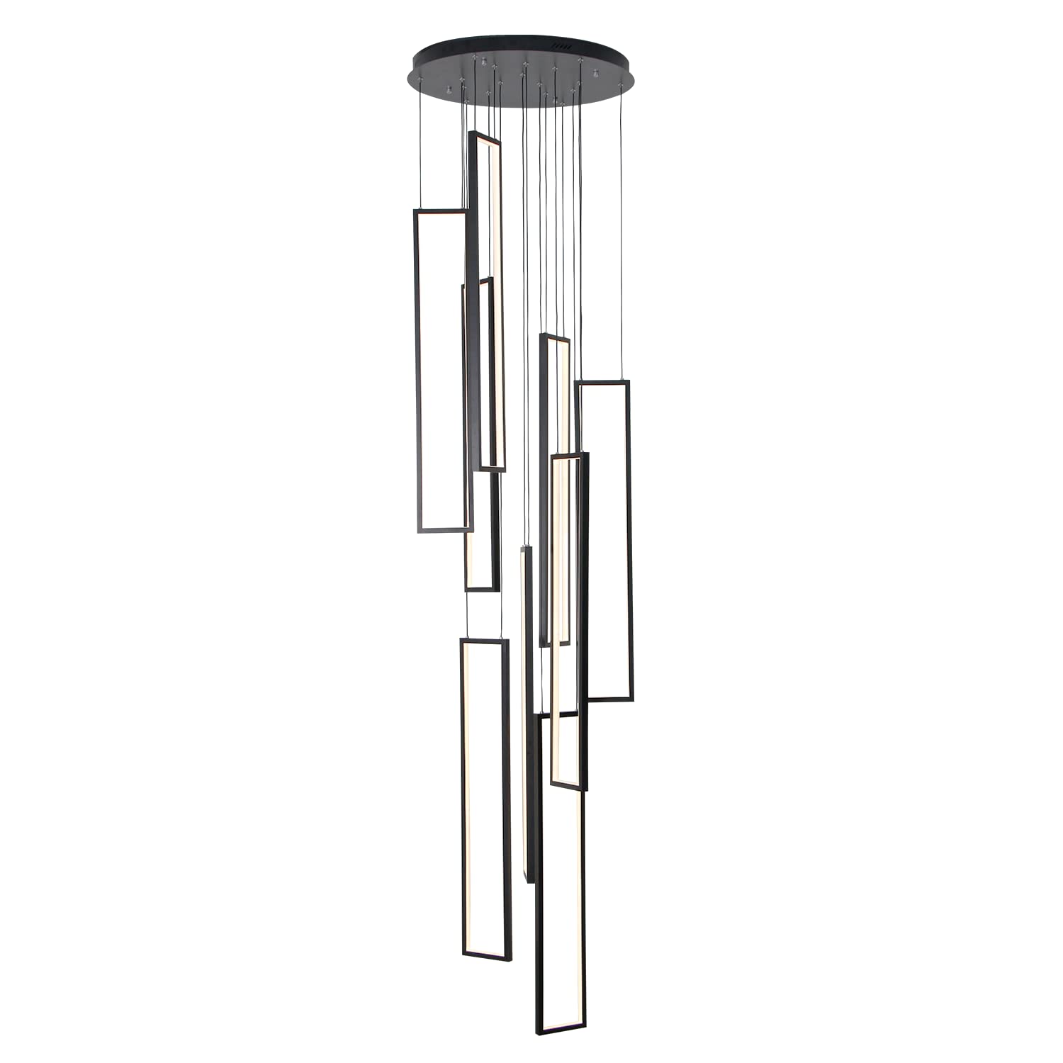 umeiluce 9 Lights LED Chandelier Pendant Modern Dimmable Ceiling Hanging Lamp for Stair Hotel Villa D23.6 Inches,Black Finish…