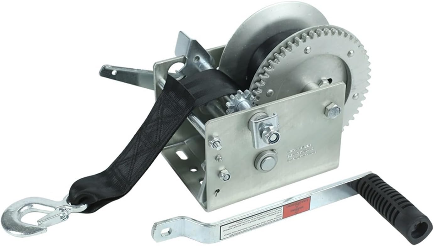 Hand Winch, Towing Winch, Cap 2500 LBS / 1125 KG 7.3M Extra Long Synthetic Strap Webbing Car Boat Trailer Precisely Control The Movement