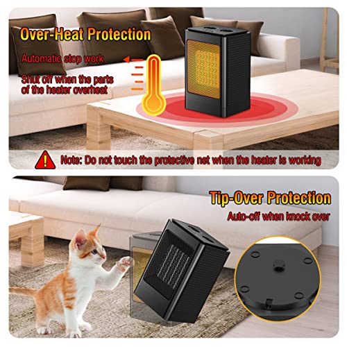 Space Heater, 1500W Portable Heater, 60°Oscillating Electric Heater, Heater For Bedroom Office Indoor Use (Black) #TOP3