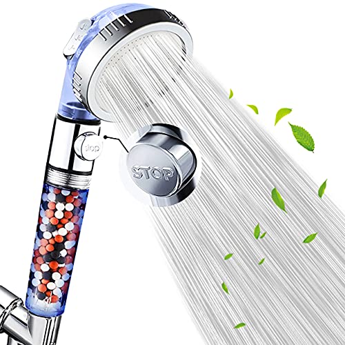 Nosame Shower Head Ⅲ，High Pressure Water Saving 3 Mode with ON Off Pause Function Spray Filter Filtration RV Handheld Showerheads 1.6 GPM for Dry Skin & Hair Spa