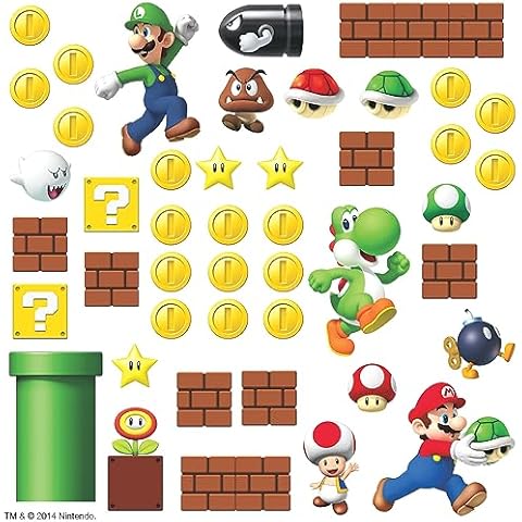 RoomMates RMK2351SCS Nintendo New Super Mario Bros Build a Scene Peel and Stick Wall Decals, Multicolored Cover