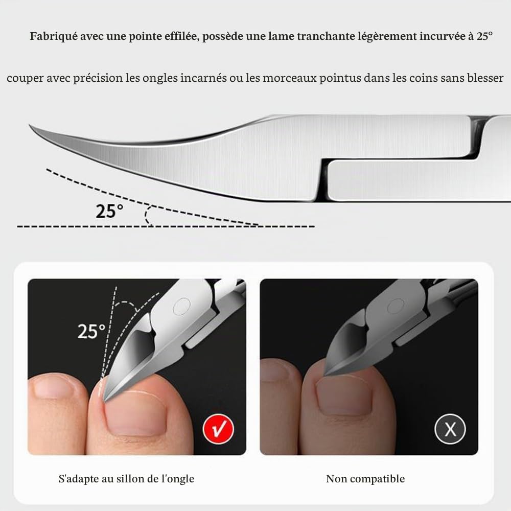 DAZISEN Précision Coupe Ongles - Acier Inoxydable Pince à Coupe Ongle Pied Coupe-ongles Professionnel Pince à Ongles pour Ongles Incarnés ou épai