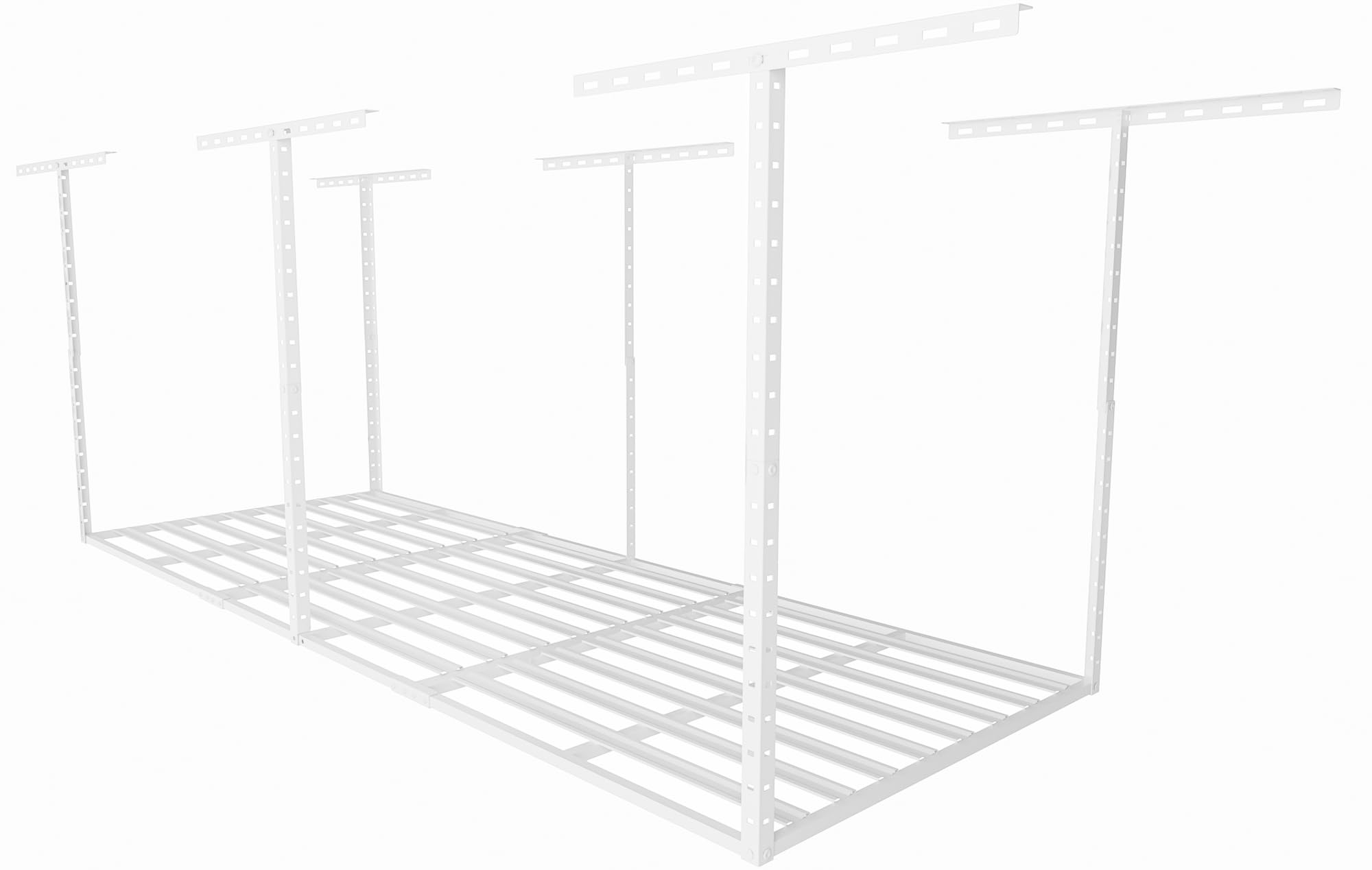 SunsGrove 3x8 Garage Storage Overhead Rack Organization, Adjustable Ceiling Mounted Storage Racks, 800LBS Weight Capacity, 22"-40" Ceiling Dropdown, White