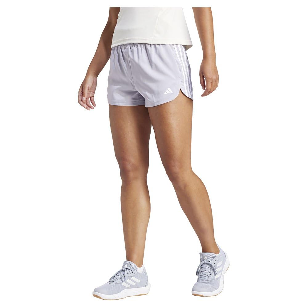 adidas Women's Pacer Training 3 Stripes Woven High Rise Short, M 5 inch