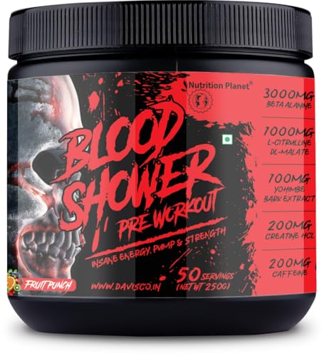 Image of Nutrition Planet Blood Shower Pre Workout (250g, 50 Servings) (Fruit Punch)