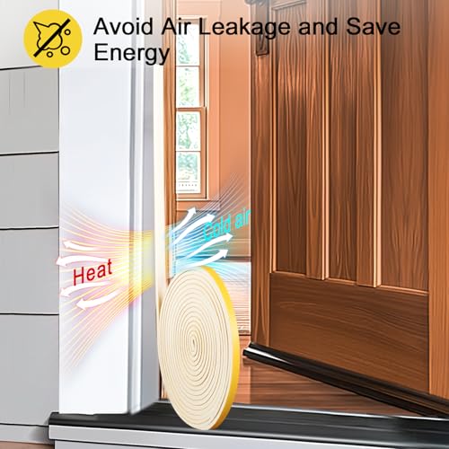 Egofix Weather Stripping Door Seal Strip,White Weatherproof Foam Tape Insulation for Sliding Door, Front Door Frame, Windows (1/2 in x 1/8 in x 16.4Ft)