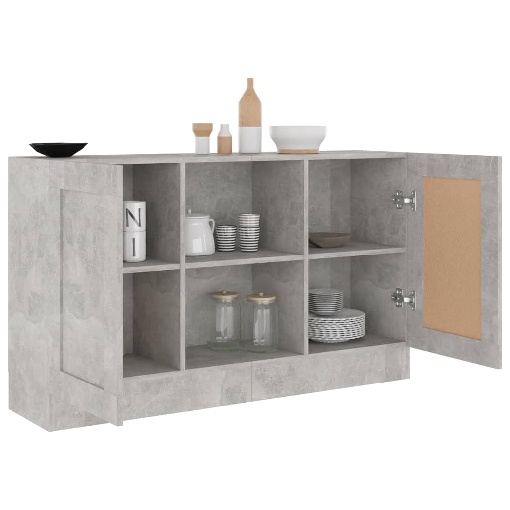 Credenza in legno grigio cemento, 120 x 30,5 x 70 cm, con 2 ante e 2 scomparti, pratica credenza per soggiorno, sala da pranzo, buffet e cucina, design stabile