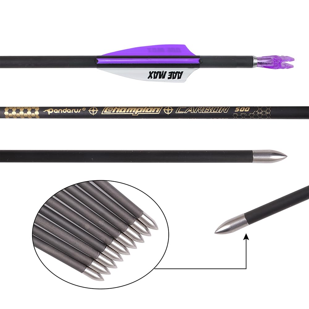 12 Pezzi Frecce da Competizione ID 4,2 mm Viola Bianco Scanalature per l'aria Piuma Freccia da Tiro con L'Arco Spine 300 400 500 600 700 800 900 1000 1100 1200 1300 1400 1500