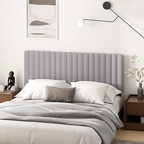 Image of Furinno Roanne Upholstered Tufted Headboard, Glacier, Queen | Wooden Headboard, Bed Frame Mount Head Board, Easy Assembly, for Bedroom, Dorm