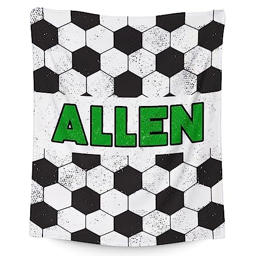 Mercuryelf Custom Soccer Blanket Gifts, 30"x40" Personalized Football Throw Blankets for Boys Kids, Cozy Lightweight Fleece Plush for Sofa Bed Room Decor