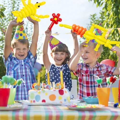Image of LXZFCRG 260 Balloons Yellow Long Balloons for Balloon Animals, Thickening Long Skinny Latex Twisting Balloon for Balloon Garland Halloween Party Suppies Birthday Wedding (Yellow)