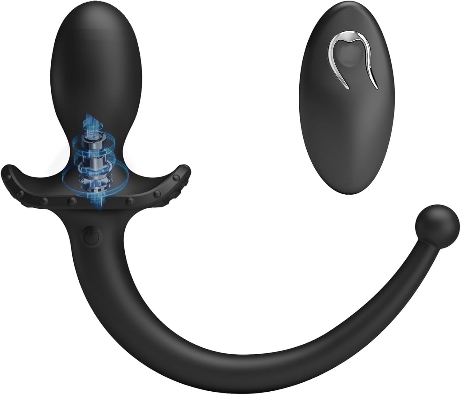 Waterproof Rechargeable G Spot Anal Vibrator, Long Tail Male Prostate Massager Silicone Adult Sex Toy with 12 Vibration Modes - A