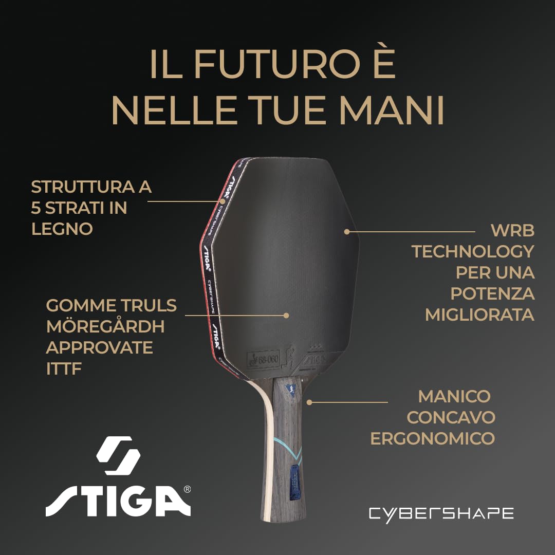 STIGA Racchetta da Ping Pong Cybershape Future by Truls Möregårdh, Racchetta 3 Stelle con Forma Esagonale Rivoluzionaria