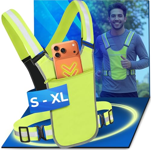 Prowiste Gilet Fluorescent Velo Hommes & Femmes - Visibilité à 360° avec Poche Frontale – Bretelles Réglable – Aussi pour La Course et Les Activités...