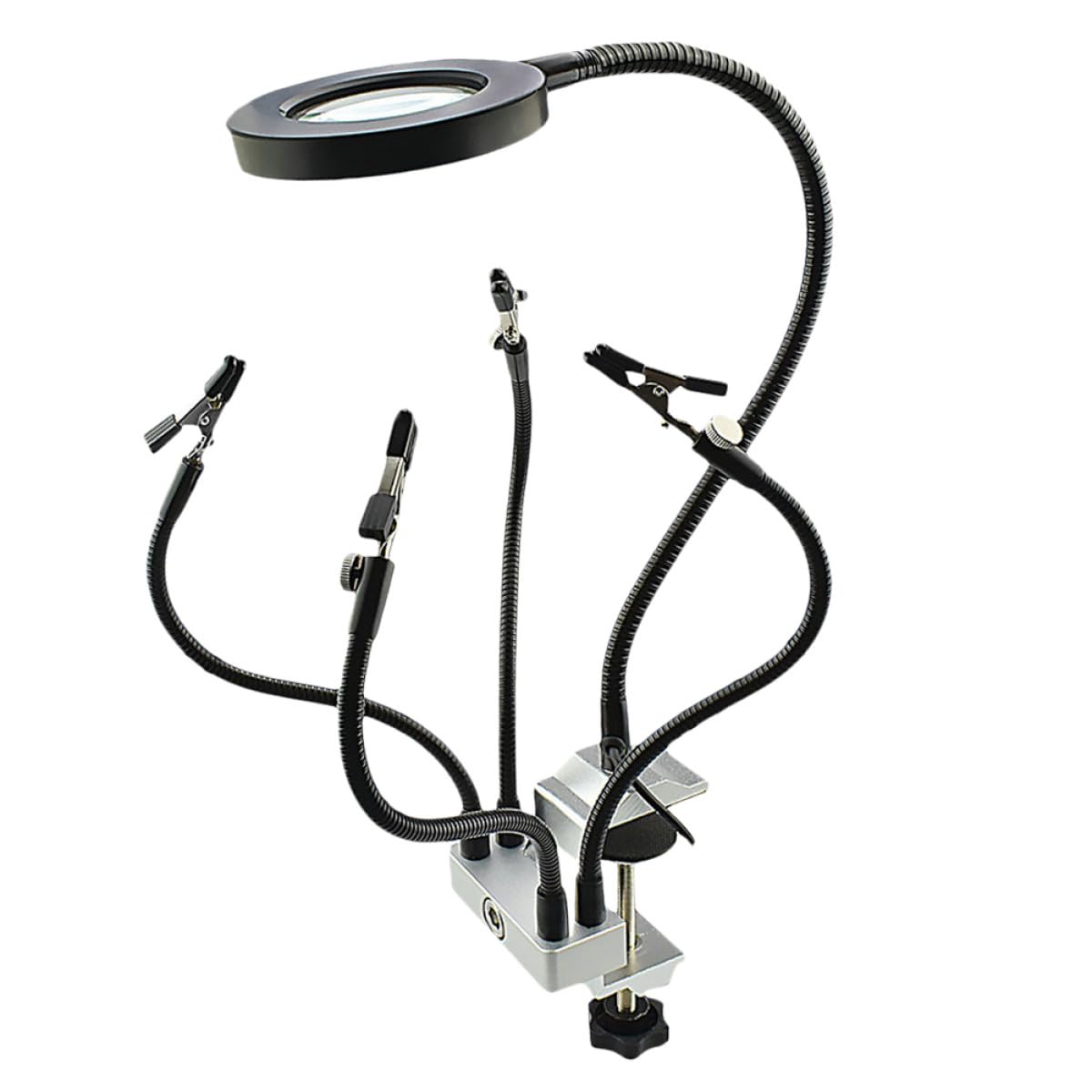LED Lupen Tischlampe mit 360° Flexiblem Gelenk Dimmbare 11 Stufen LED Beleuchtung Klemmbare Schweiß und Reparaturlampe für Elektronik Basteln und Schmuck