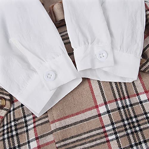 Kids Toddler Baby Girl Long Sleeve Tunic Shirt Dress With Belt For Girl 1-5T (Plaid, 4-5T) #TOP5