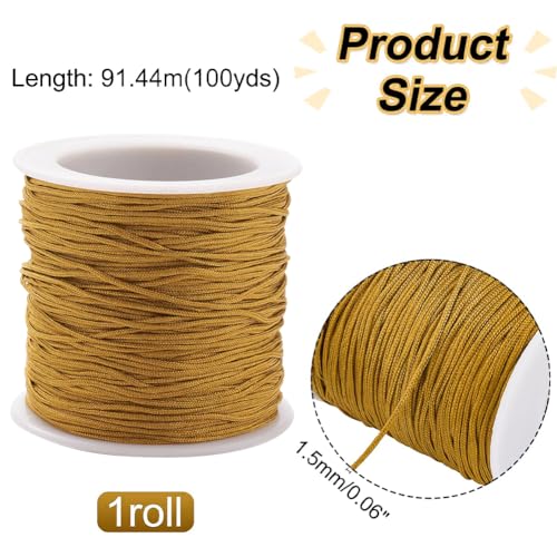 Image of PH PandaHall 1.5mm 100 Yards Camel Nylon String for Bracelets, Beading Thread Nylon Cord Blind Cord Braided Lift Shade Cord Wind Chime Replacement String for Bracelet Making, Windows Rollers Repair