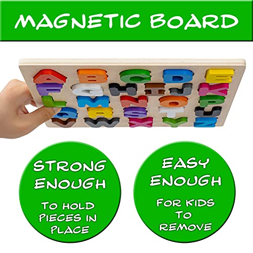 Magnetic Wooden Educational Abc Puzzle - Learn Alphabet & Color Recognition Toy – Toddler Preschool Game – Kids Montessori Education… #TOP1