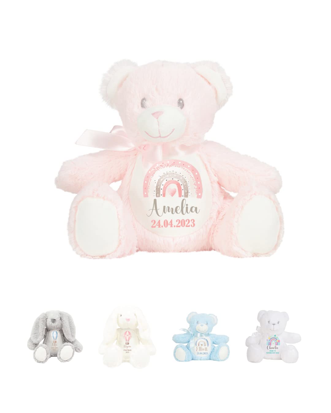 Hoolaroo Personalised Teddy Bear for Girl New Boy Baby Gift Newborn Baby  Present 1st Birthday Gift 2nd 3rd 4th 5th Teddies Christening Baptism First