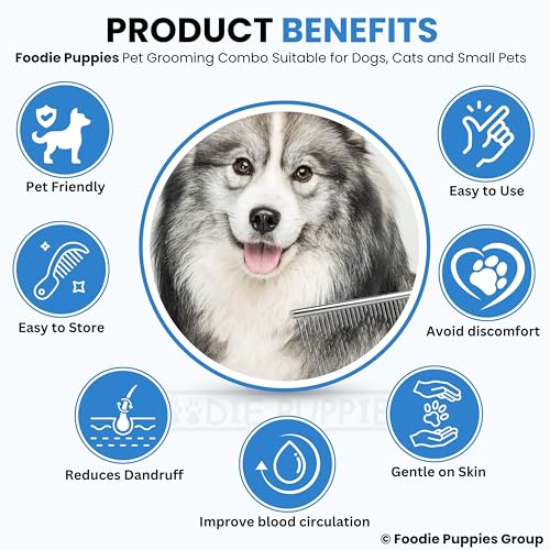 Image of Foodie Puppies 3-in-1 Pet Grooming Kit for Dogs & Cats | Cordless Electric Trimmer, Nail Clipper with Filer and Steel Flat Comb | Low Noise, Rechargeable, Professional Grooming Set