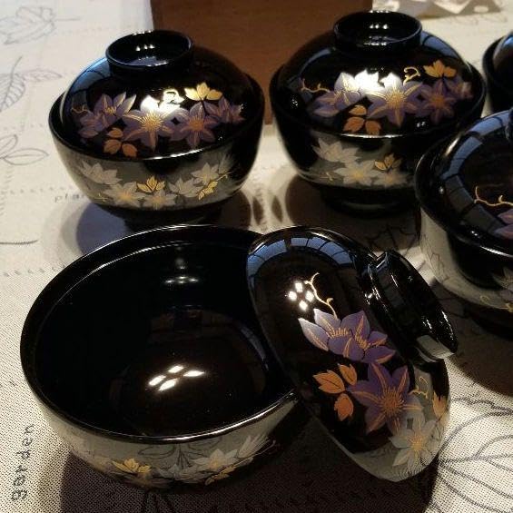 会津塗り　御椀揃　御殿吸椀　辰三作　黒　鉄仙花　10客 Amazon.co.jp: 会津塗り 御椀揃 御殿吸椀 辰三作 黒 鉄仙花 10客