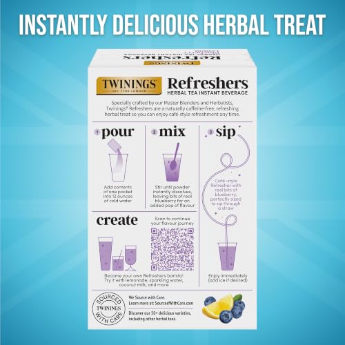 Image of Twinings Blueberry Lemon Refreshers Herbal Drink Mix, 5 Count, Pack of 6