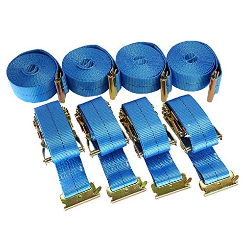 4 x Spanngurt/Zurrgurt, LC 750/1500 daN, 5 m, 50 mm, 2-teilig mit Ratsche, Beschlag für Kombi-Zurrschiene Schlitz Anker