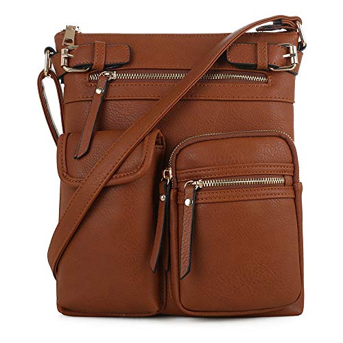 SG SUGU Katie Lightweight Medium Crossbody Bag Shoulder Bag with Multi Pocket for Women | TAN