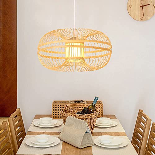 Lámparas de iluminación interior de bambú y mimbre retro E27 de pasillo 3