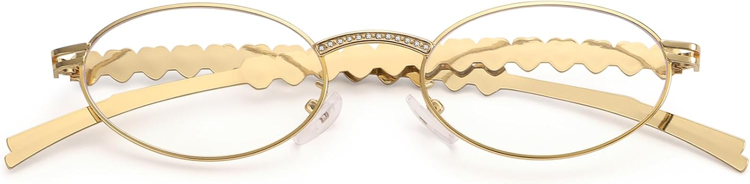 Dollger Y2k Sunglasses for Women Oval 90s Trendy Retro Small Accessories Metal Frame Sun Glasses Gold Shades UV400 Protection - Image 6