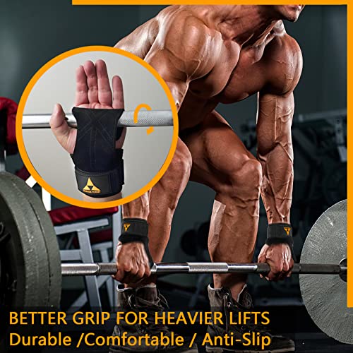 ORANGE FOREST Weight Lifting Wrist Strap with Double Layer Leather, Neoprene Padded Gym Lifting Grips for Deadlift Powerlifting and Pull Up for Men Women (Pair) - Image 5