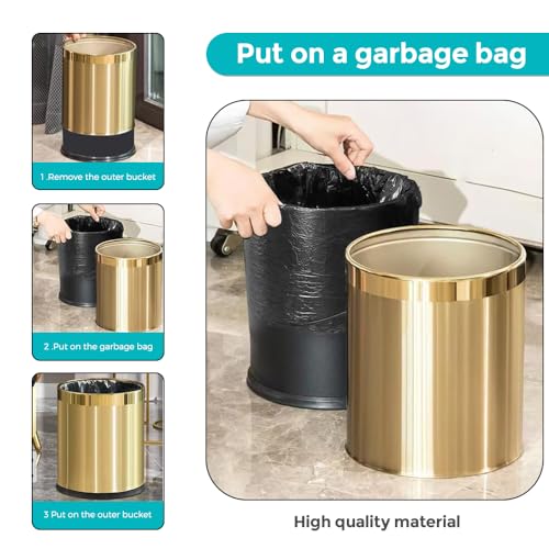 Caneca de basura dorada de 2.64 galones para baño miniatura 3