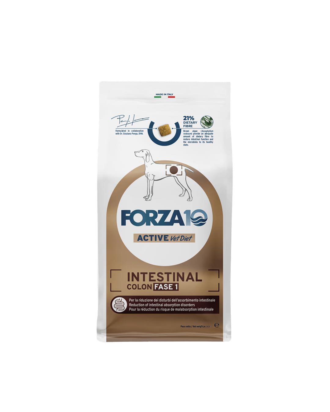 FORZA 10 Cane Intestinal Colon Fase I - Pesce All Size | alimento secco dietetico completo per cani adulti, per ridurre i disturbi dell’assorbimento intestinale, 1 confezione da 10 kg.