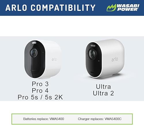 Miniatura 2 de Wasabi Power Batería (paquete de 2) y cargador dual para Arlo Pro 3, Pro 4, Ultra, Ultra 2 (VMA5400 y VMA5400C)