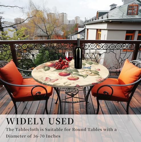 Yesad Outdoor Table Covers Waterproof for Dinner, Apple 36 Inch Fall Round Tablecloth with Elastic Design Useful for Daily Life by Yesad - Used condition - Image 7