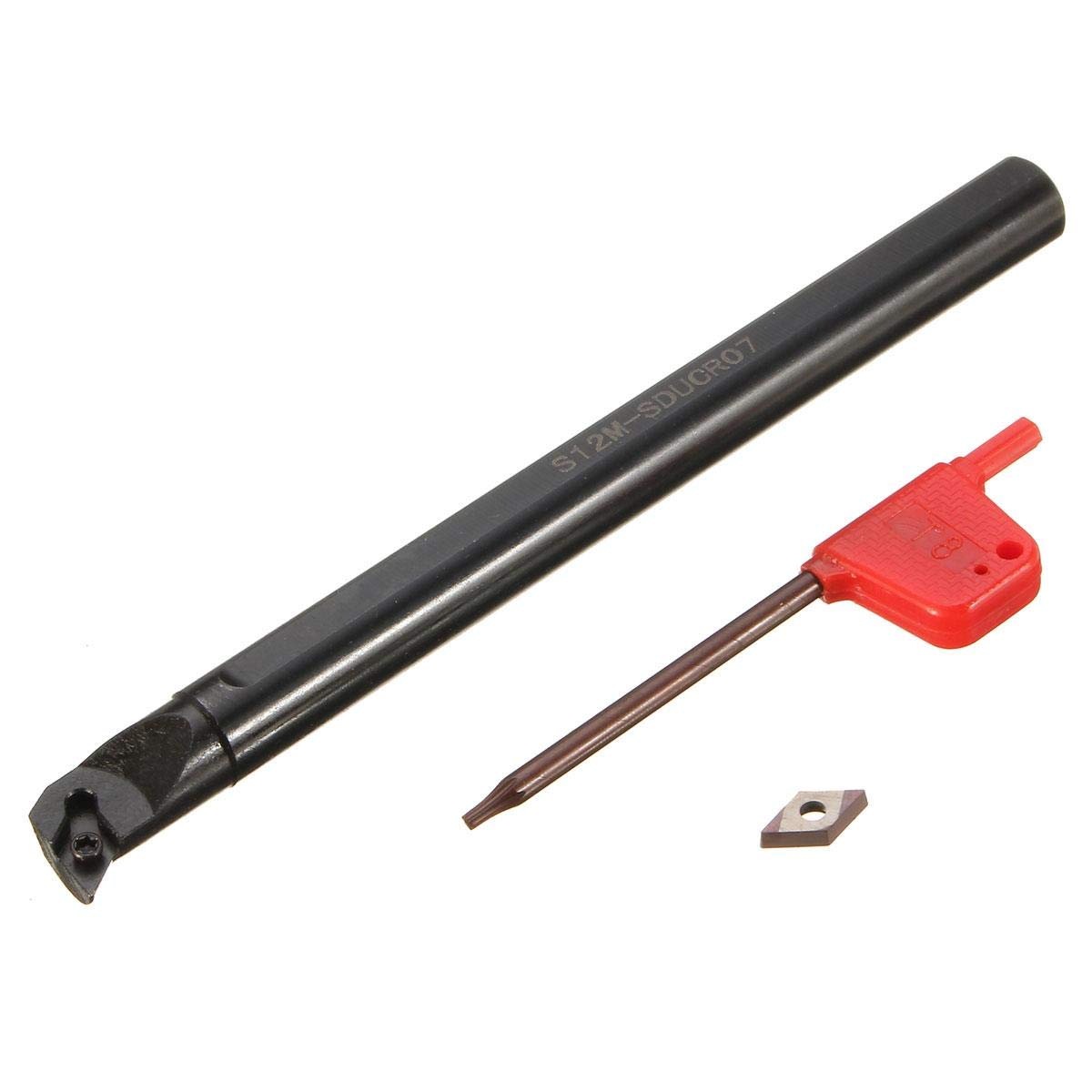 KATSU Juego de Herramientas de Corte y Torneado de Torno 4 Piezas con 4 Insertos Indexables S12M-SDUCR07