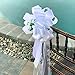 White Pull Bows with Tulle Tails and Rosebuds - 8